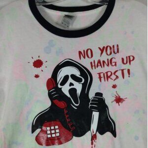 Ghostface "No You Hang Up First!" Tie-dye Ringer Tshirt Adult M Horror Scary
